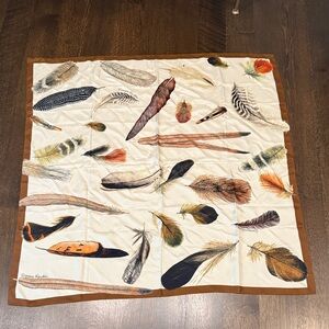 Banana Republic Feather Print Scarf - Brown and Cream